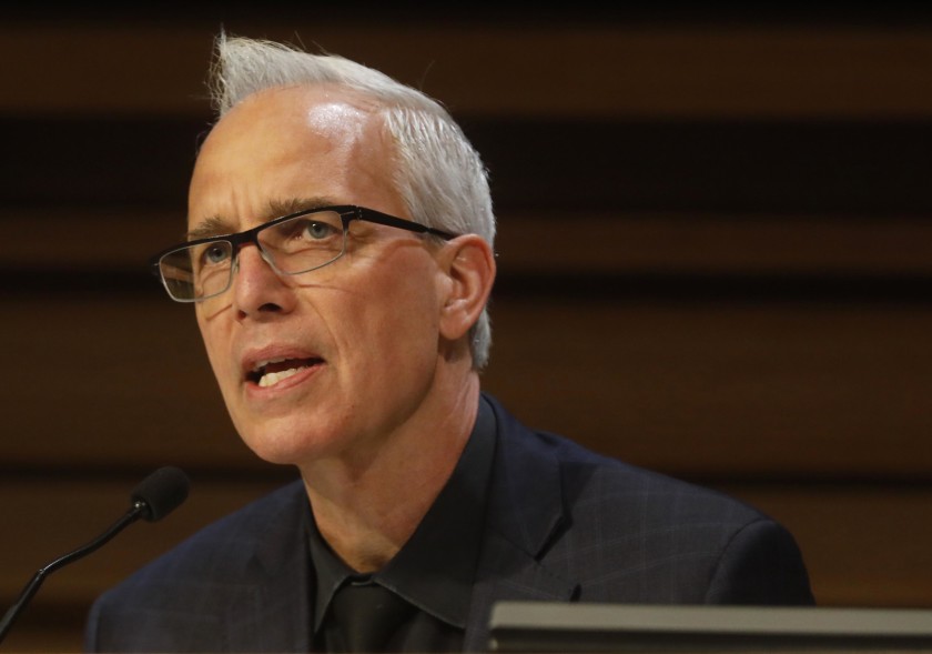 West Hollywood City Councilman John Heilman speaks during a council meeting on Feb.19, 2019. (Los Angeles Times)