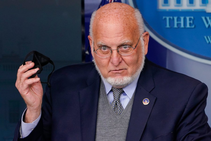 Centers for Disease Control and Prevention Director Dr. Robert Redfield holds a face mask as he speaks during a news conference with the coronavirus task force at the White House in Washington, Thursday, Nov. 19, 2020. (Susan Walsh/AP Photo)