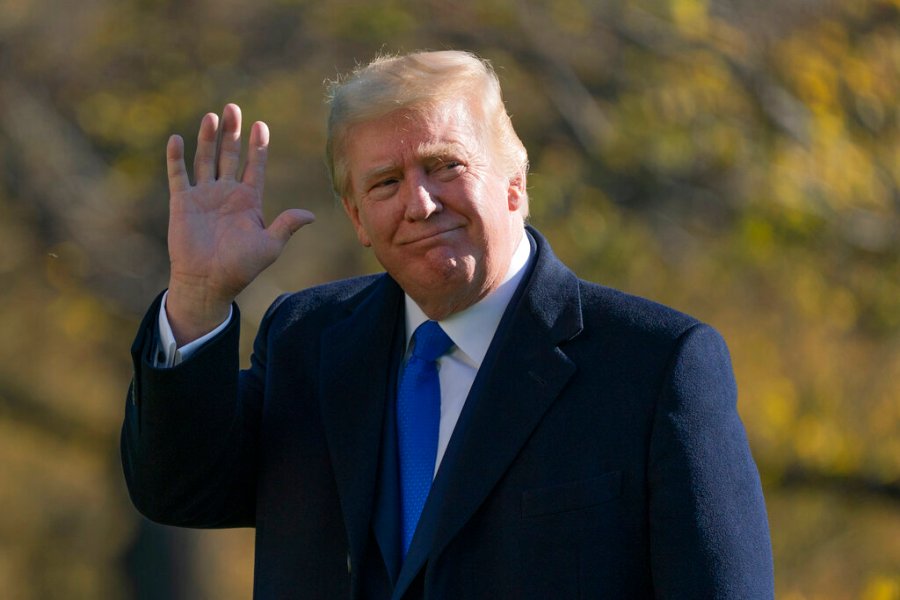 President Donald Trump walks on the South Lawn of the White House in Washington, Sunday, Nov. 29, 2020, after stepping off Marine One. (AP Photo/Patrick Semansky)