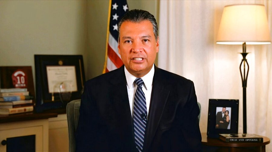 California Secretary of State Alex Padilla speaks during the fourth night of the Democratic National Convention on Aug. 20, 2020. (Democratic National Convention via AP, File)