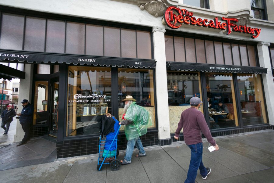 This Feb. 3, 2017 file photo shows The Cheesecake Factory restaurant in Old Pasadena. (AP Photo/Damian Dovarganes)