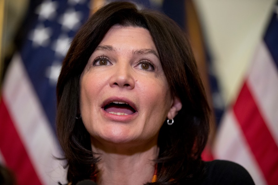 In this Nov. 1, 2017, file photo, National Education Association President Lily Eskelsen Garcia speaks at a news conference on American labor on Capitol Hill in Washington. (Andrew Harnik/AP Photo)