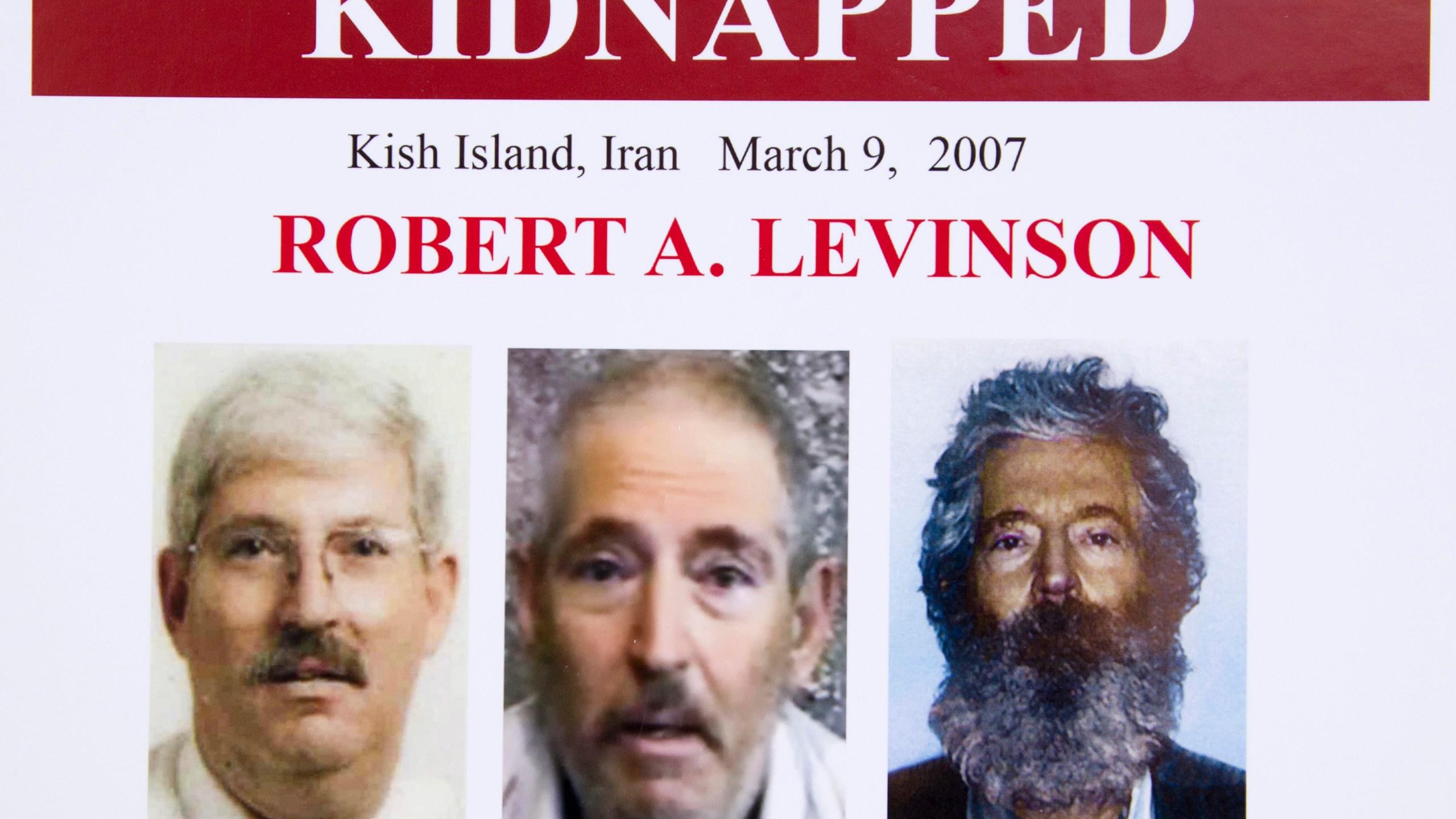 In this March 6, 2012, file photo, an FBI poster showing a composite image of former FBI agent Robert Levinson. (Manuel Balce Ceneta/AP Photo)