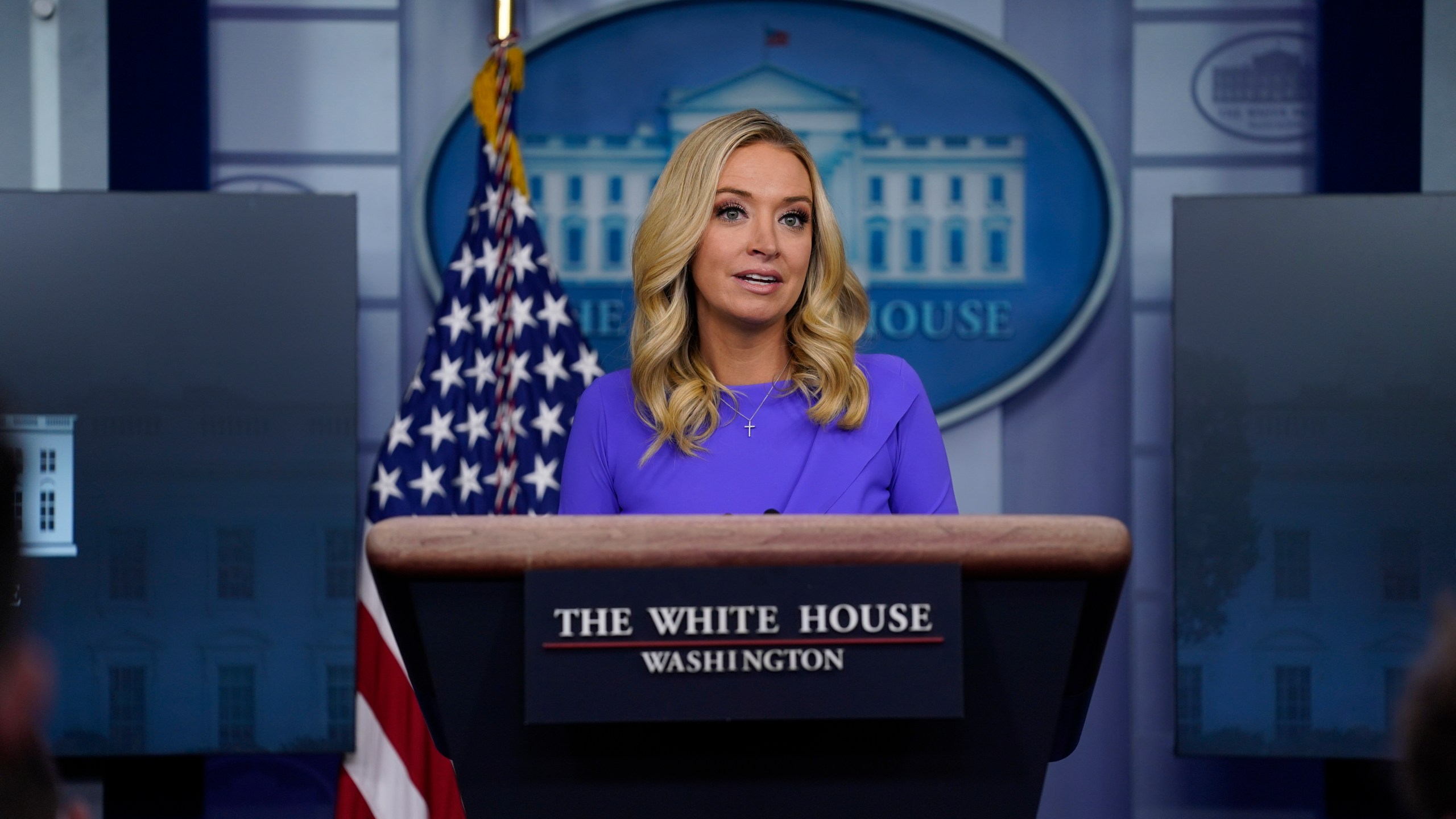 White House press secretary Kayleigh McEnany speaks during a press briefing at the White House, Tuesday, Dec. 15, 2020, in Washington. (AP Photo/Evan Vucci)