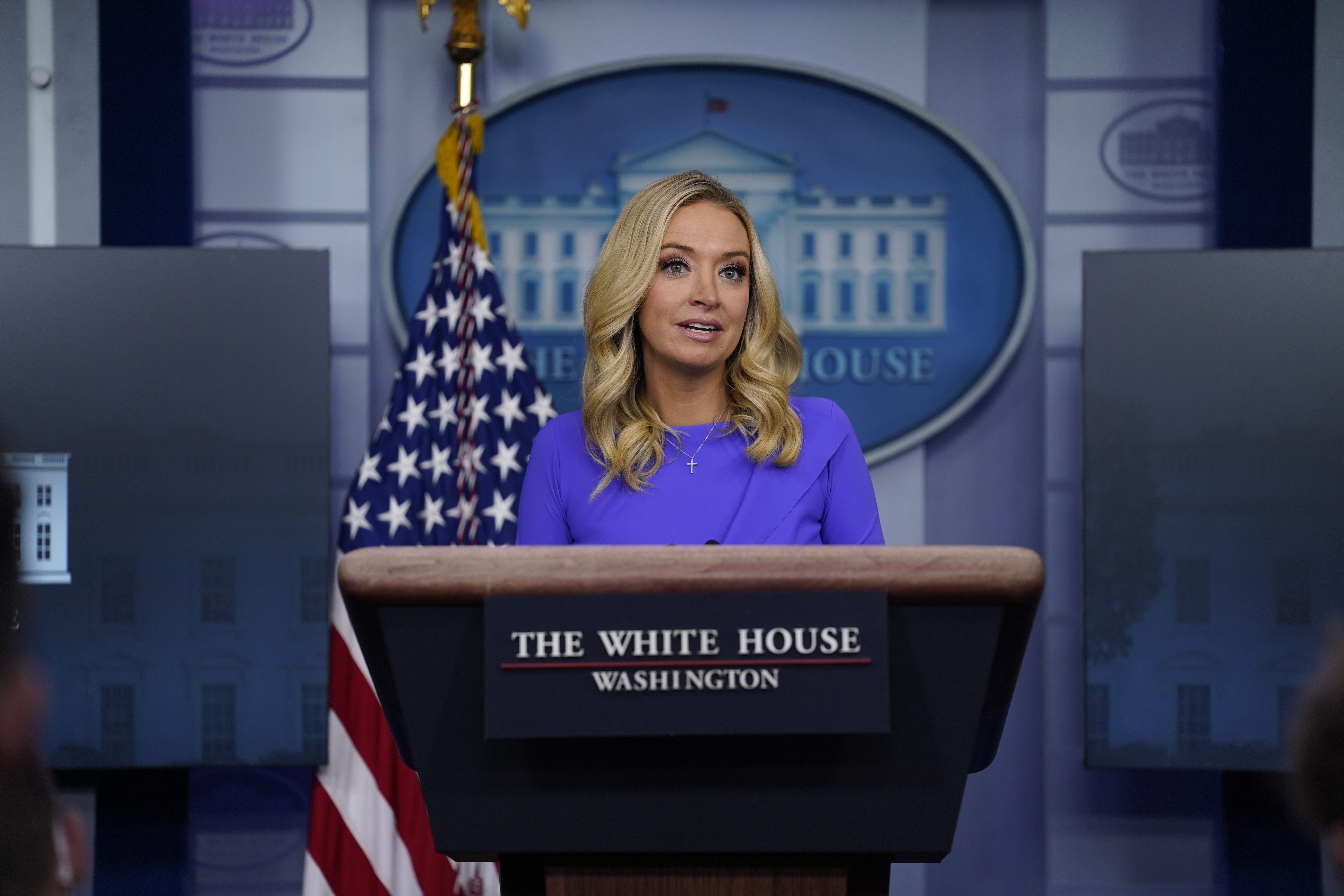 White House press secretary Kayleigh McEnany speaks during a press briefing at the White House, Tuesday, Dec. 15, 2020, in Washington. (AP Photo/Evan Vucci)