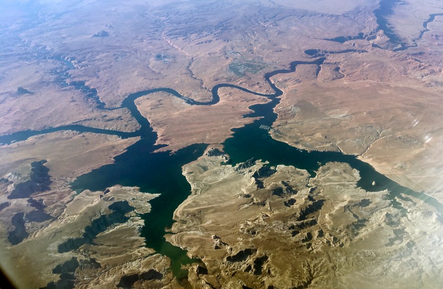 In this Sept. 11, 2019, file photo, is an aerial view of Lake Powell on the Colorado River along the Arizona-Utah border. (John Antczak/AP Photo)