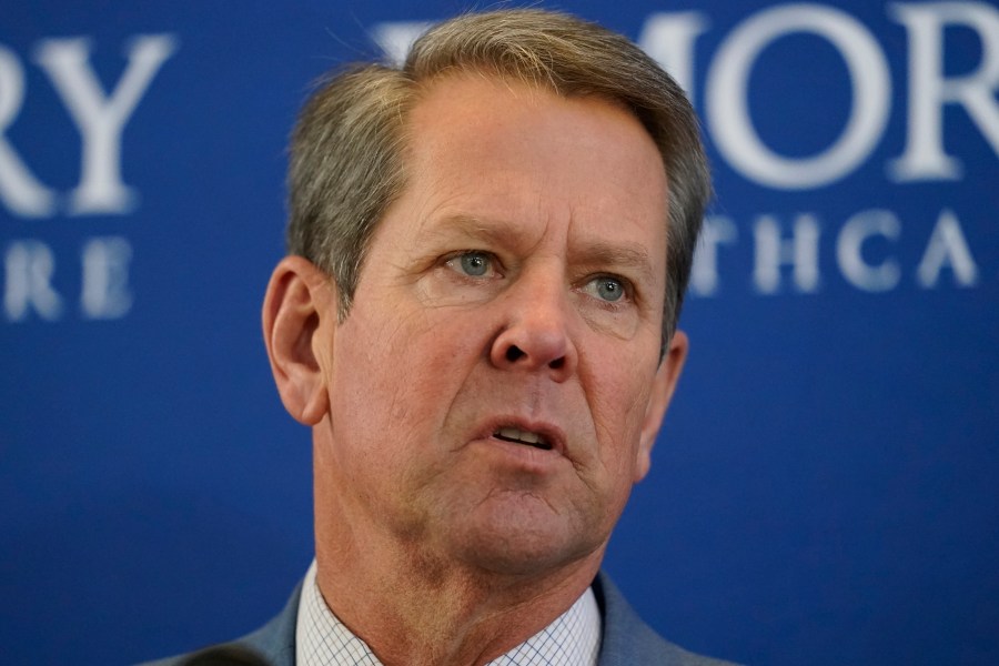 Georgia Gov. Brian Kemp speaks during a news conference on vaccines for COVID-19 at Emory Health Care Tuesday, Dec. 22, 2020, in Atlanta. (AP Photo/John Bazemore)