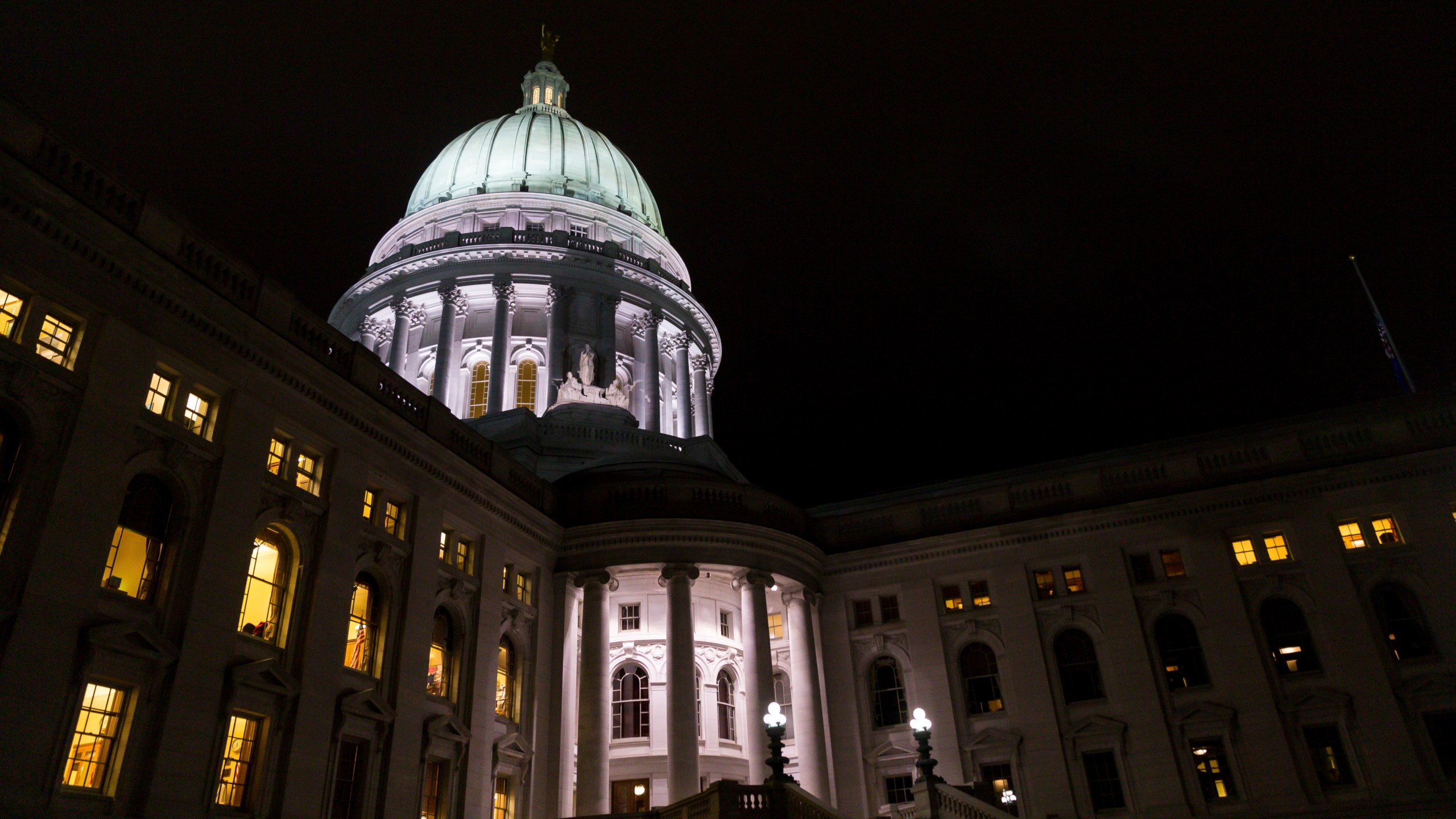 The Wisconsin State Capitol where late night debate is taking place over contentious legislation December 4, 2018 in Madison, Wisconsin. (Andy Manis/Getty Images)