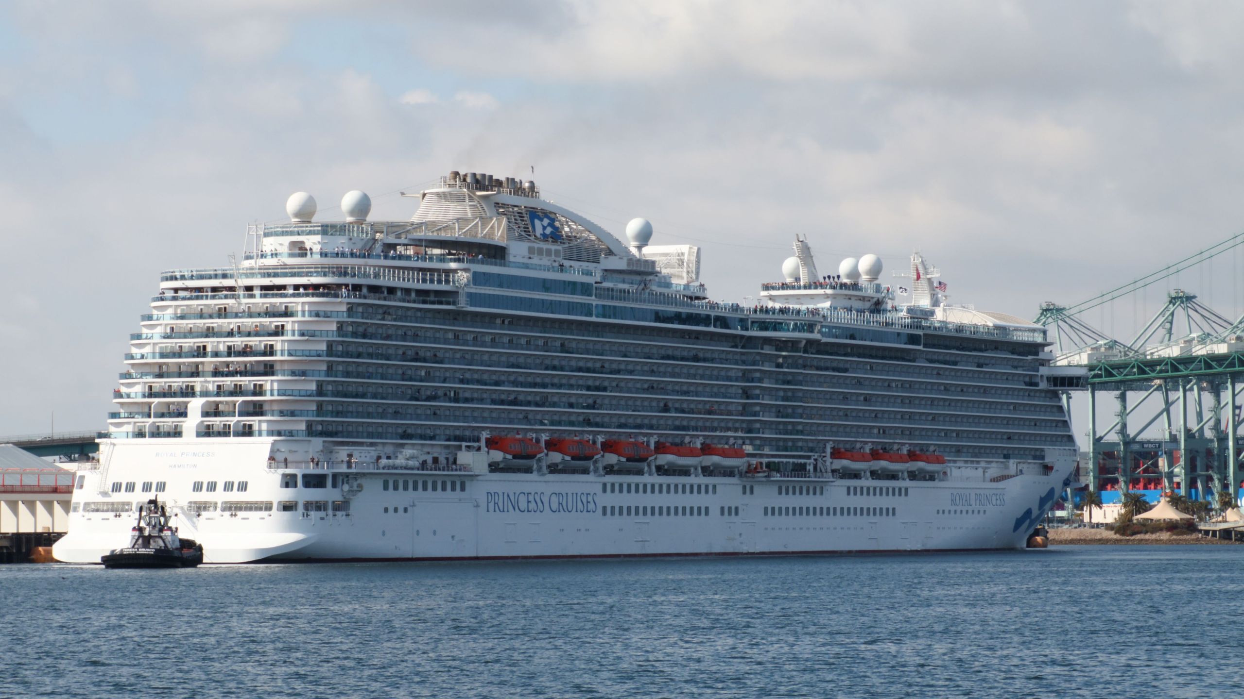 The Royal Princess ship, of the Princess Cruise line, is seen in the Port of Los Angeles World Cruise Center in San Pedro, California on April 20, 2019. (Daniel Slim/AFP via Getty Images)