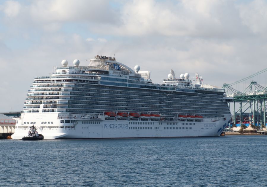 The Royal Princess ship, of the Princess Cruise line, is seen in the Port of Los Angeles World Cruise Center in San Pedro, California on April 20, 2019. (Daniel Slim/AFP via Getty Images)