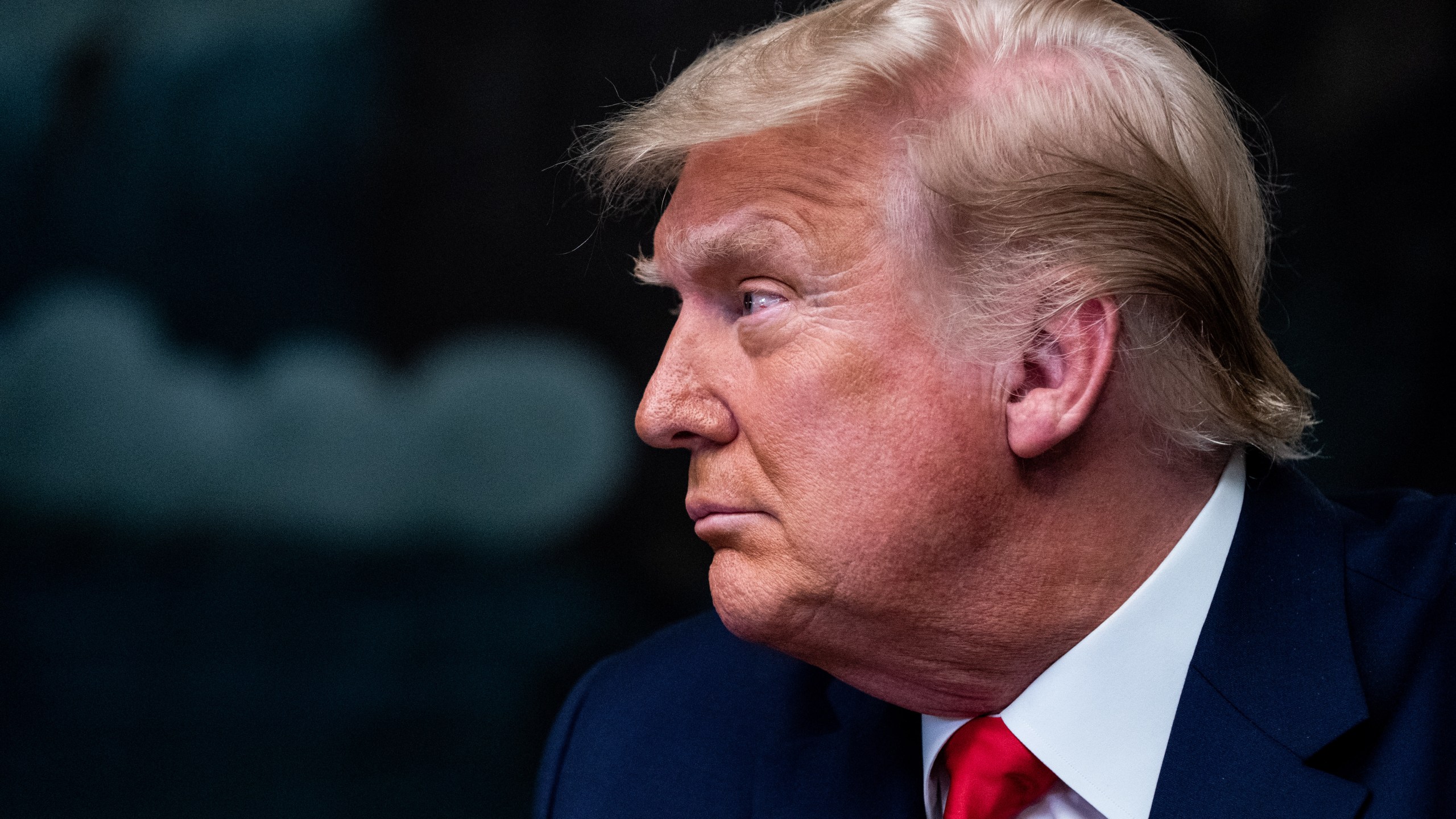 President Donald Trump speaks in the Diplomatic Room of the White House on Thanksgiving, Nov. 26, 2020. (Erin Schaff / Getty Images)