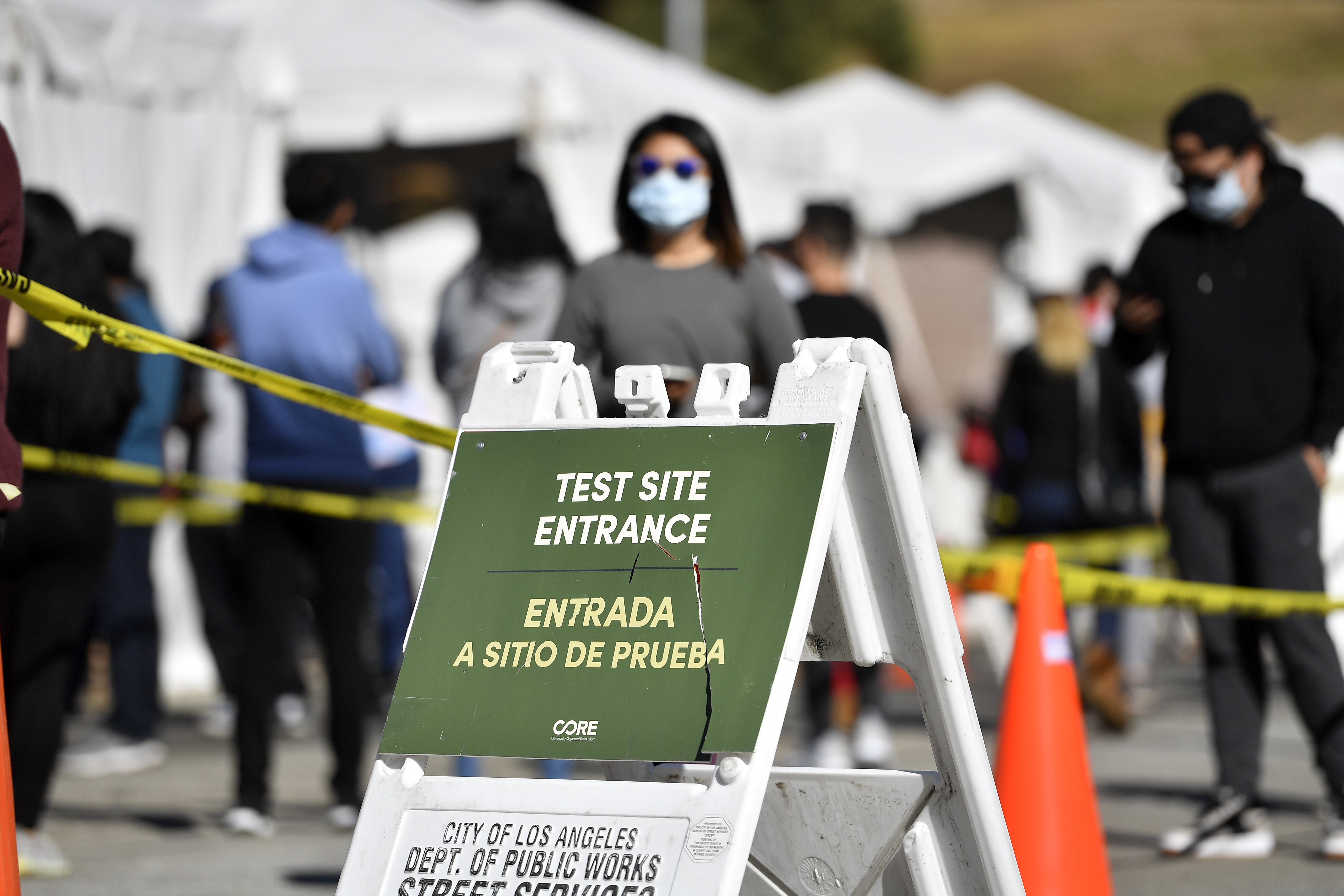 People wait in line at a coronavirus testing and vaccination site at Lincoln Park on Dec. 30, 2020. (Frazer Harrison/Getty Images)