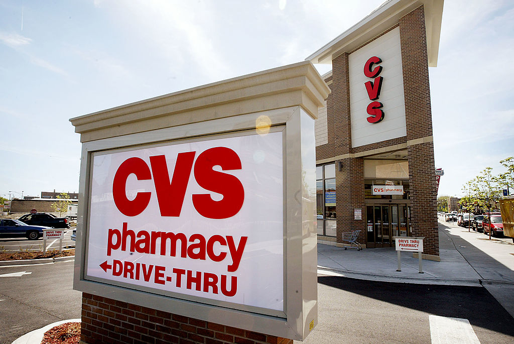 A sign marks the location of a new CVS pharmacy May 5, 2004 in Chicago, Illinois. (Scott Olson/Getty Images)