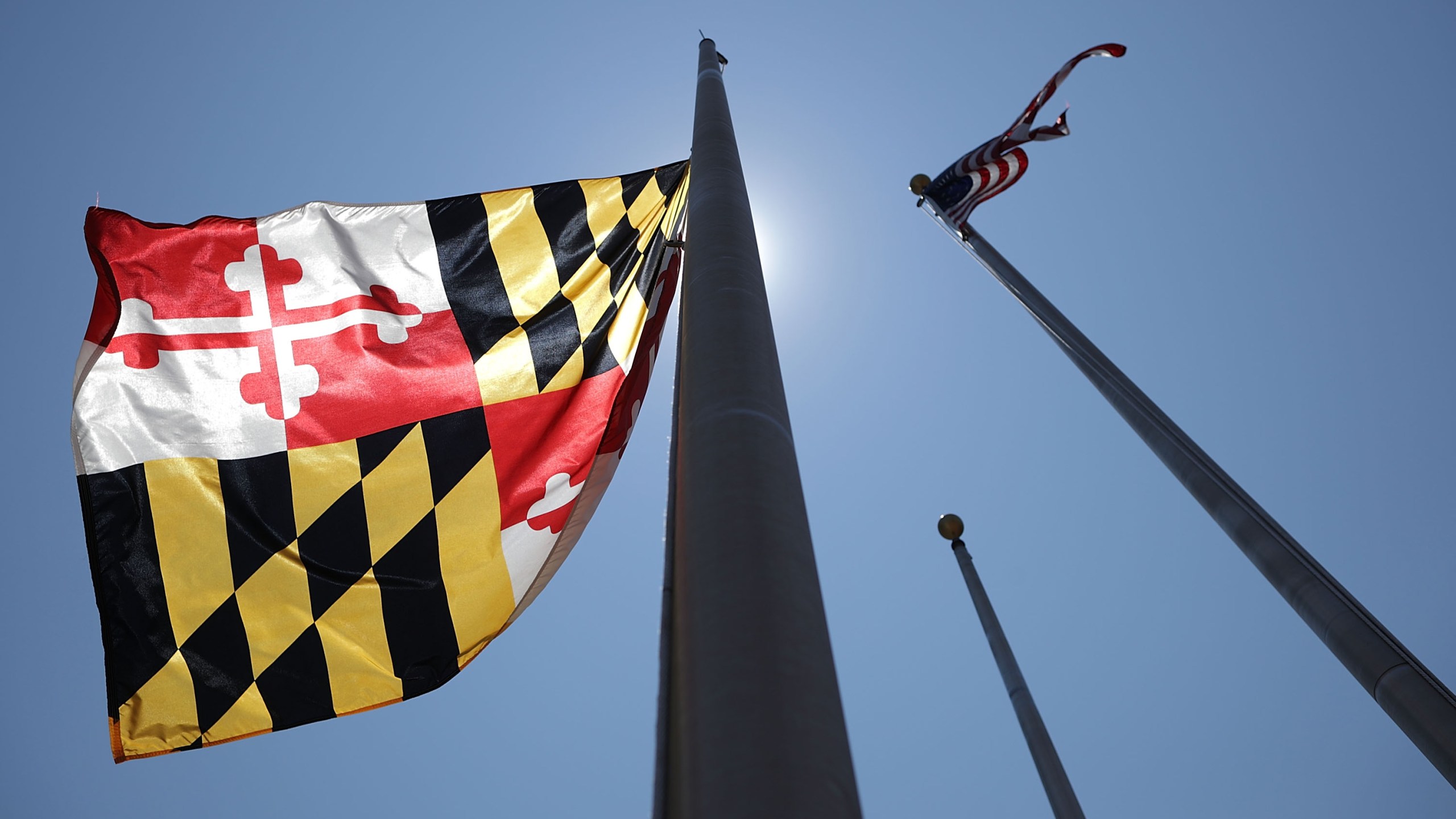 Maryland Governor Larry Hogan ordered the state flag flown at half-staff in honor of the victims of last week's shooting at the Annapolis Capitol Gazette July 2, 2018 in Annapolis, Maryland. (Chip Somodevilla/Getty Images)