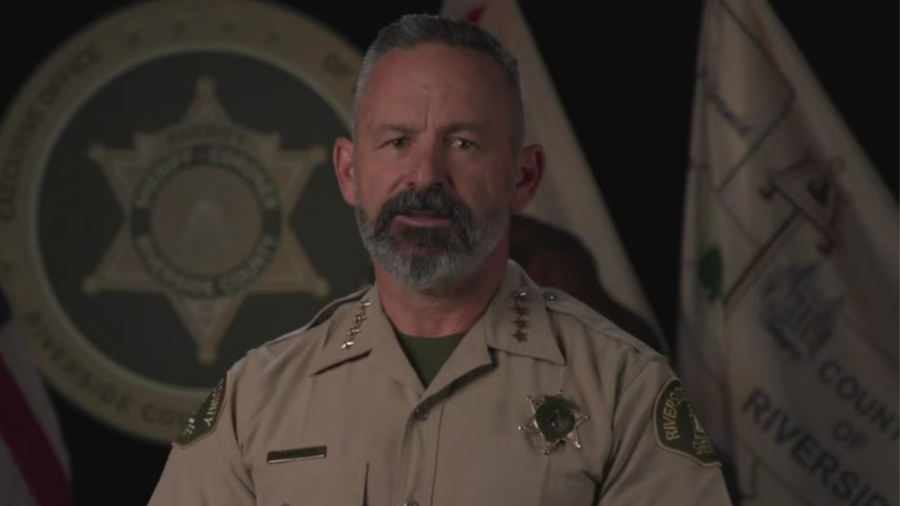 Riverside County Sheriff Chad Bianco speaks in a video released on Dec. 4, 2020.