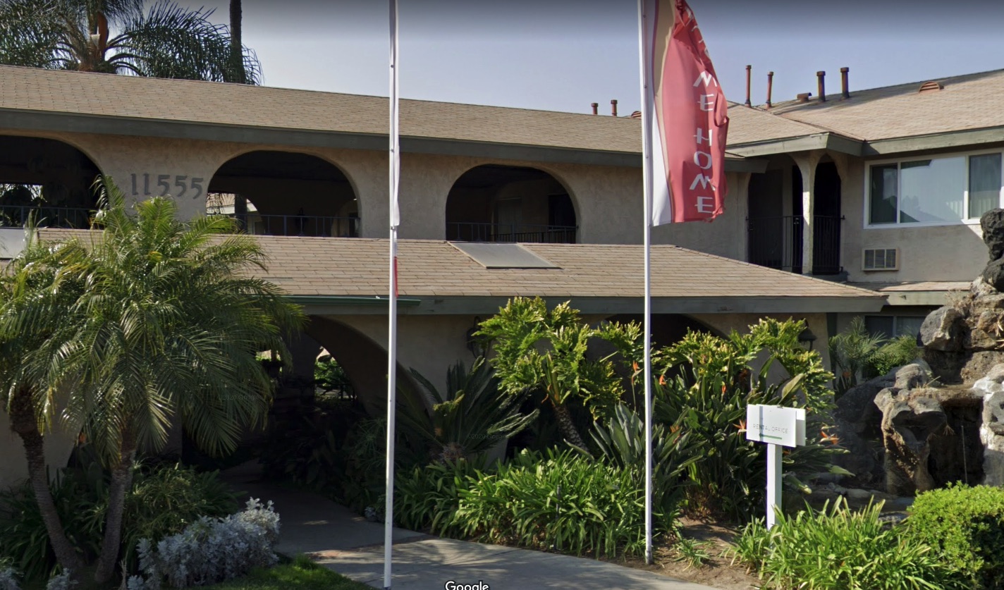 The Mediterranean Apartments in Whittier is seen in a Google Maps Street View image.