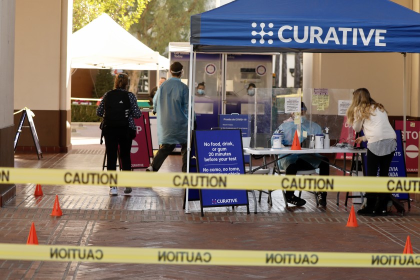 A coronavirus testing center at Union Station in downtown Los Angeles.(Al Seib / Los Angeles Times)