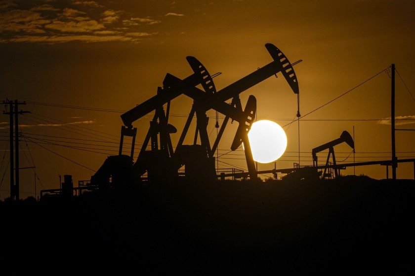 Pump jacks are a familiar sight in Kern County, where the Trump administration plans to auction off more than 4,000 acres for oil and gas development.(Irfan Khan / Los Angeles Times)