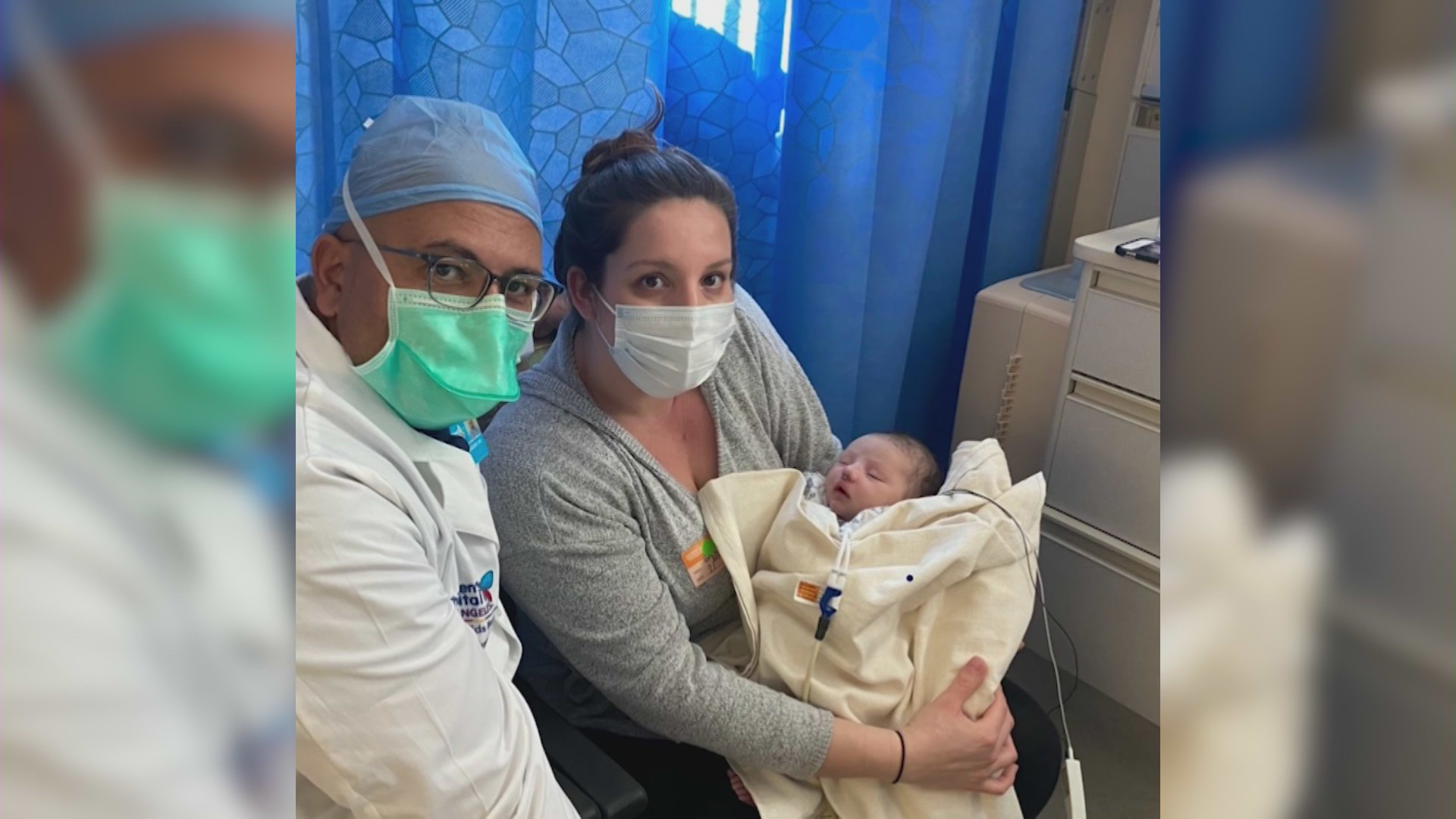 Stephanie Santana, mother of 14-day-old Sebastian, is pictured with Dr. Jeffrey Hammoudeh, a plastic and maxillofacial at CHLA.