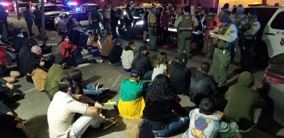 More than 60 people were arrested after a party was shut down in Compton on Dec. 19, 2020. (Los Angeles County Sheriff's Department)