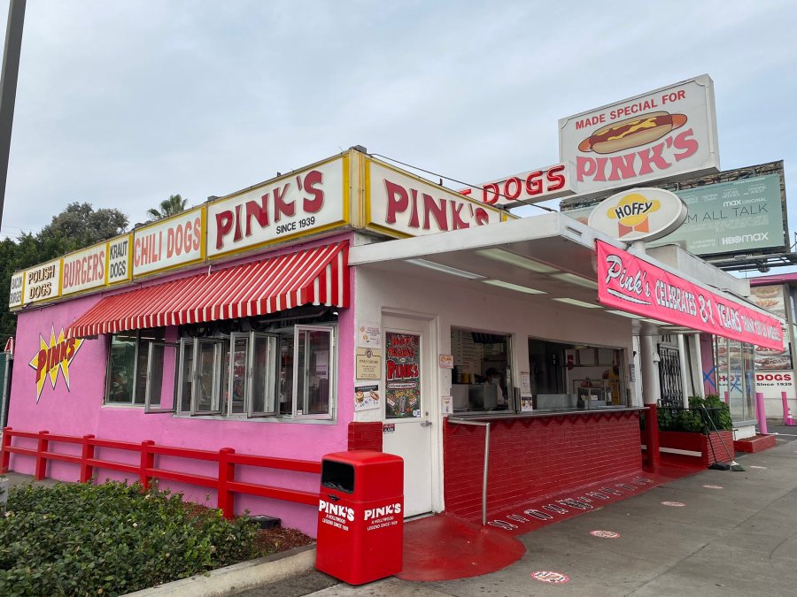 Pink's Hot Dogs is seen in a photo tweeted by the restaurant on Dec. 31, 2020 ahead of a two-month closure.