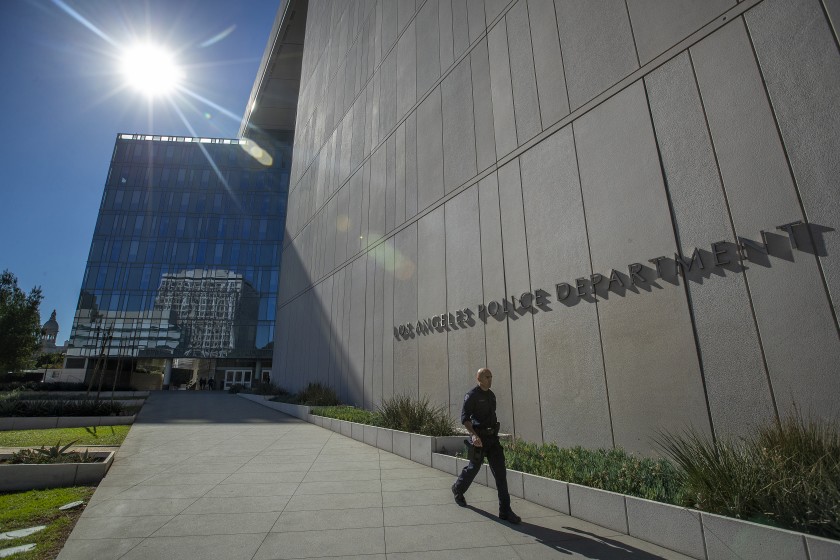 The Los Angeles Police Department building is seen in an undated photo. (Luis Sinco / Los Angeles Times)