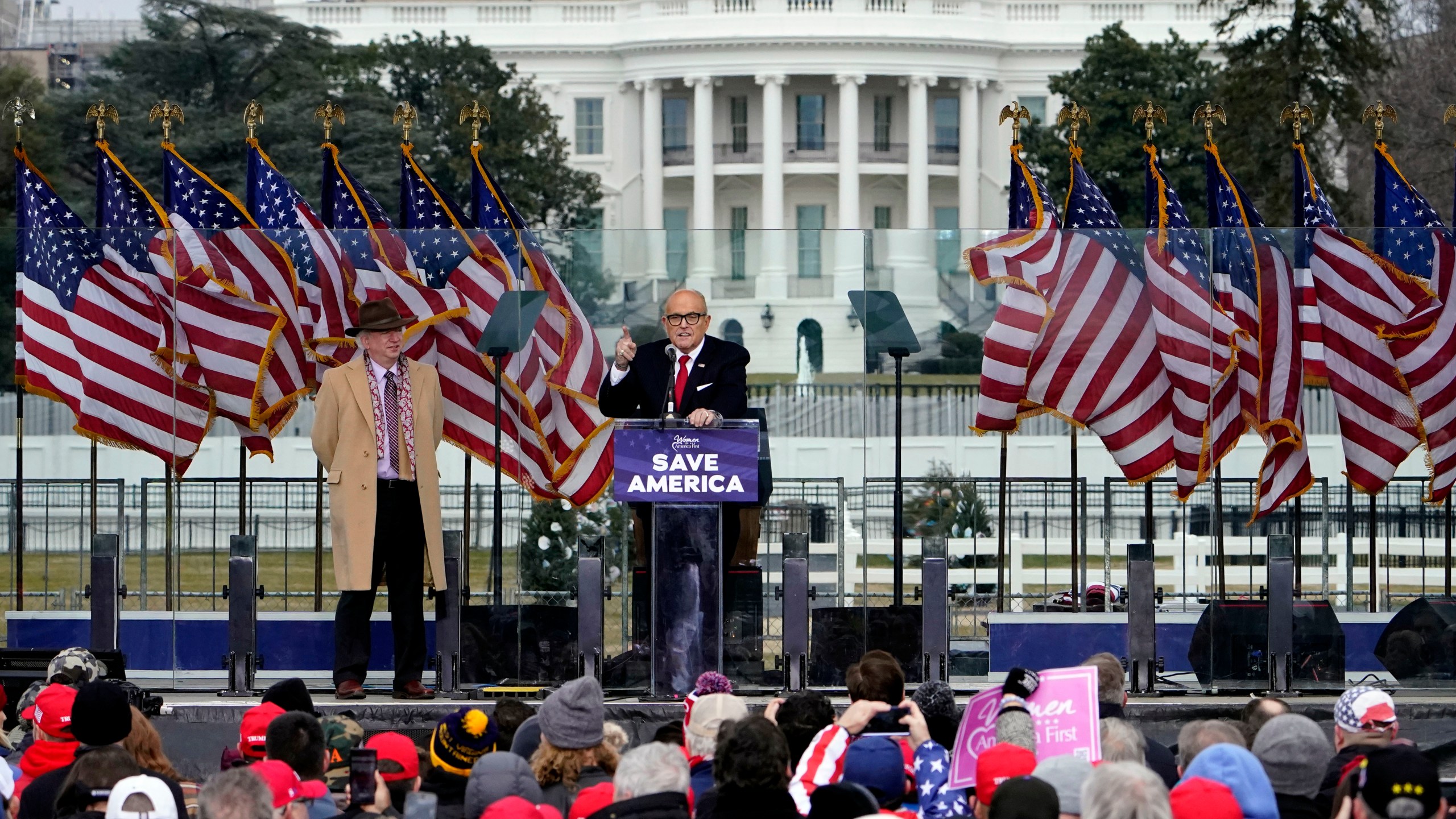 In this Jan. 6, 2021 file photo former New York Mayor Rudolph Giuliani speaks in Washington at a rally in support of President Donald Trump, called the "Save America Rally." (AP Photo/Jacquelyn Martin, File)