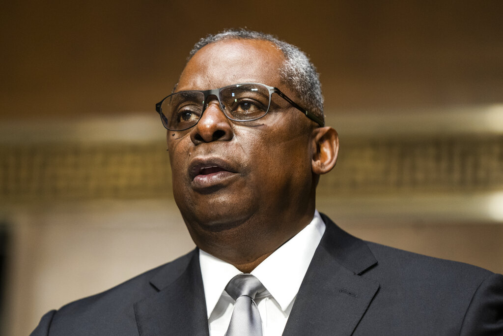 Lloyd Austin, a recently retired Army general, speaks during his conformation hearing before the Senate Armed Services Committee on Capitol Hill on Jan. 19, 2021, in Washington. (Jim Lo Scalzo/Pool via AP)