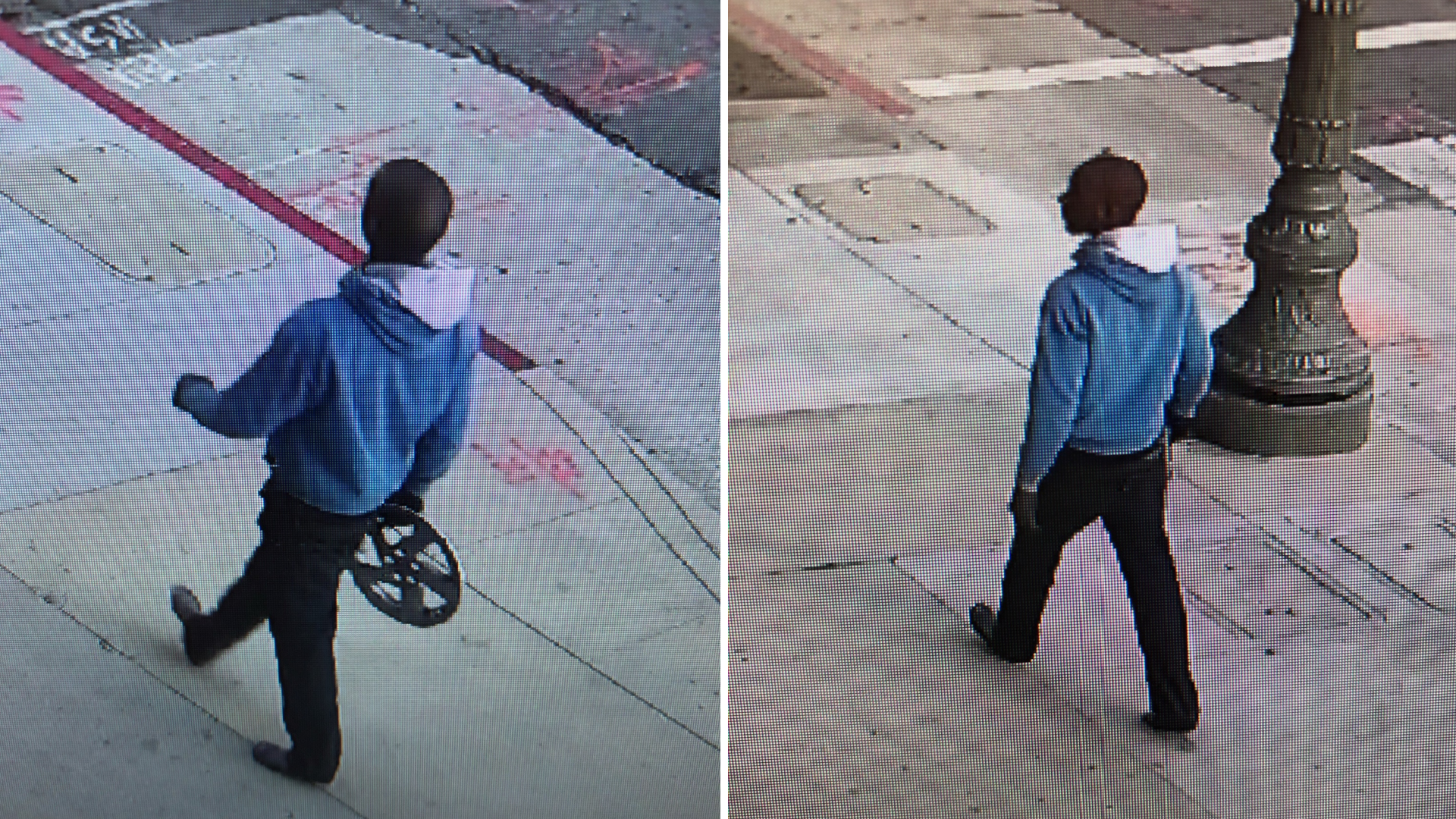 These surveillance images showing a suspect in a fatal hit-and-run crash in downtown Los Angeles were released Jan. 16, 2021, by the L.A. Police Department.