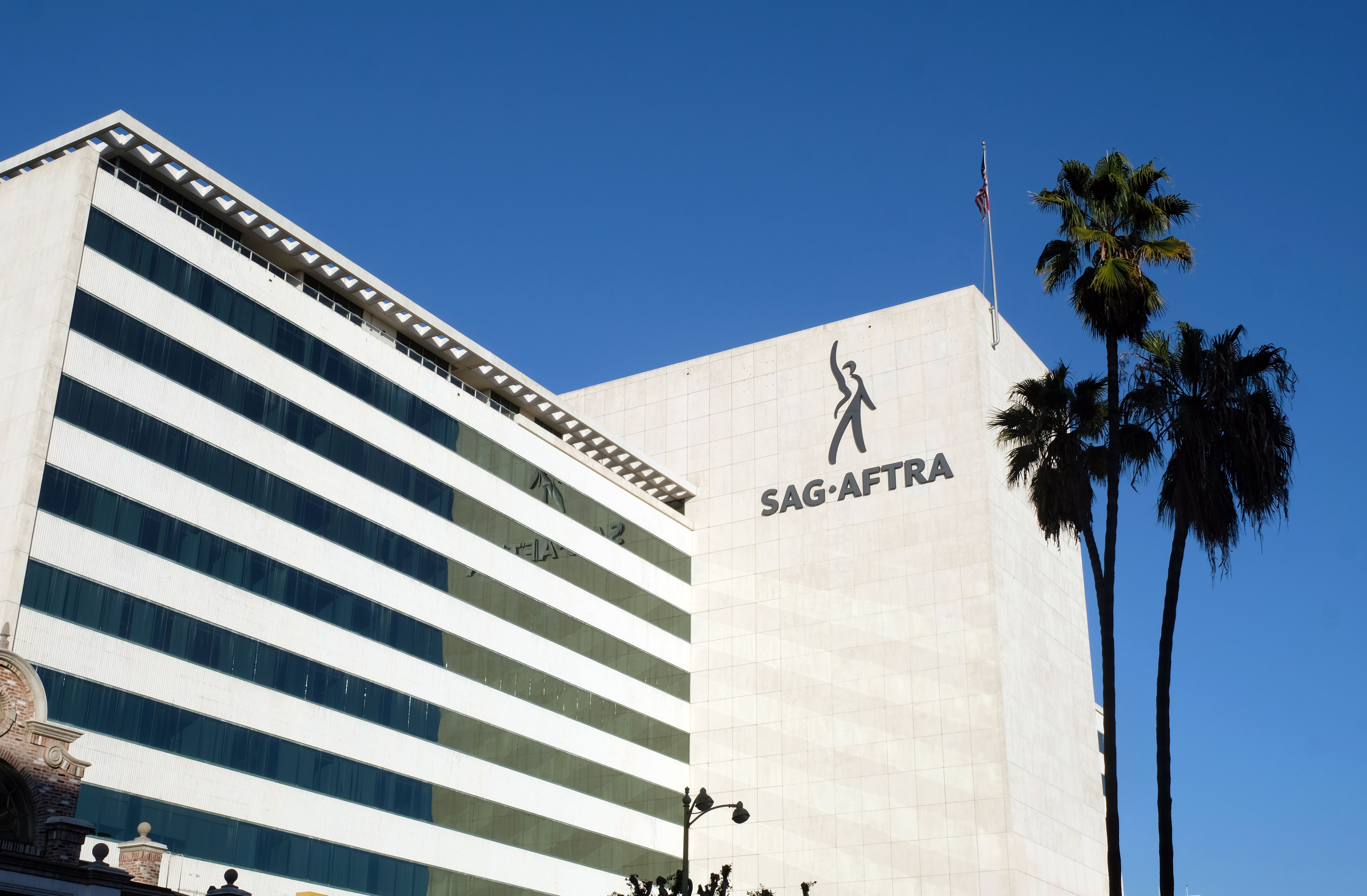 The SAG-AFTRA headquarters building on WIlshire boulevard in Los Angeles on January 10, 2020. (CHRIS DELMAS/AFP via Getty Images)