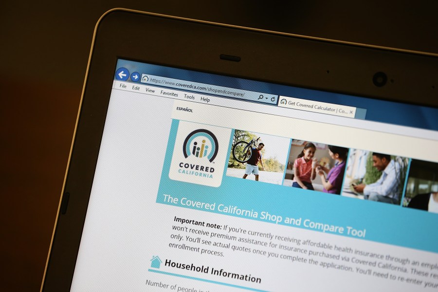 The Covered California website is displayed during a healthcare enrollment fair at the office of SEIU-United Healthcare Workers West on March 18, 2014, in San Francisco. (Justin Sullivan/Getty Images)