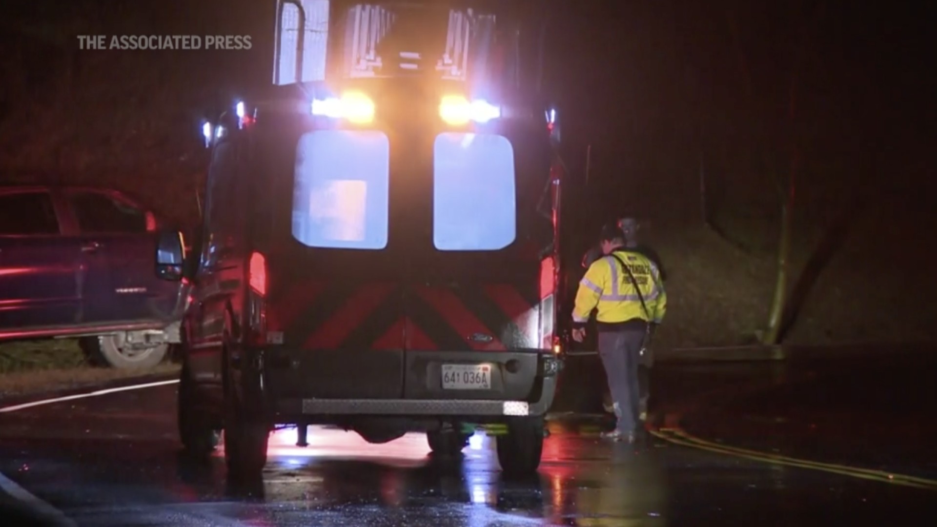 A tornado left significant storm damage in Fultondale, Alabama, north of Birmingham, Monday night, damaging buildings and downing trees. (WBMA via Associated Press)