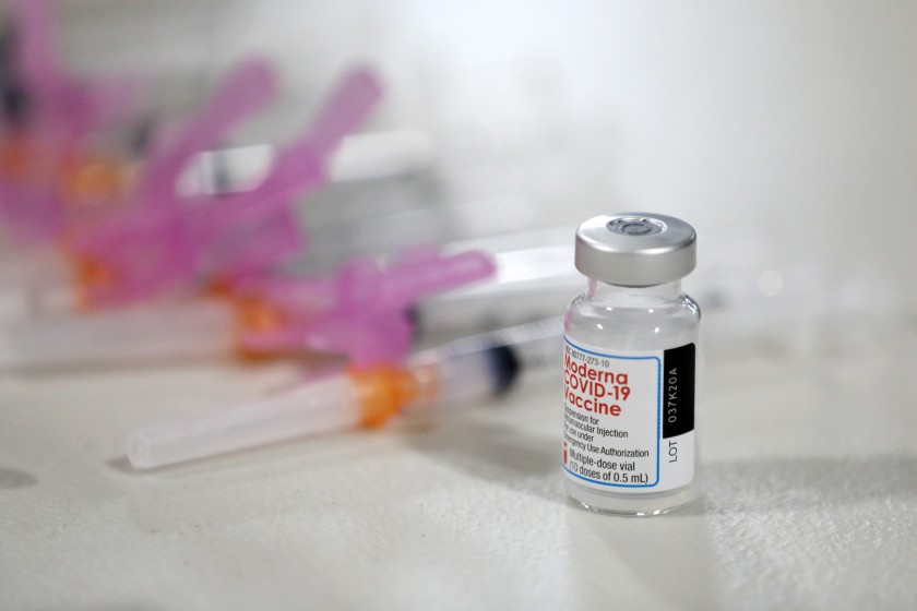 The Moderna COVID-19 vaccine is seen at Los Angeles Fire Department Station 4 in Los Angeles in this undated photo. (Gary Coronado / Los Angeles Times)