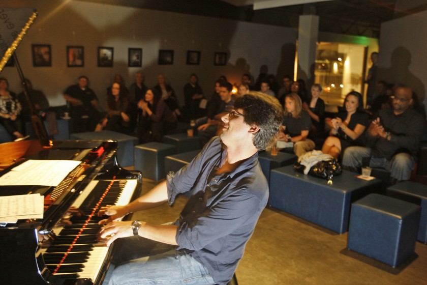 John Nelson on piano as the Lorca Hart Trio performs at Blue Whale in 2010. (Gary Friedman / Los Angeles Times)