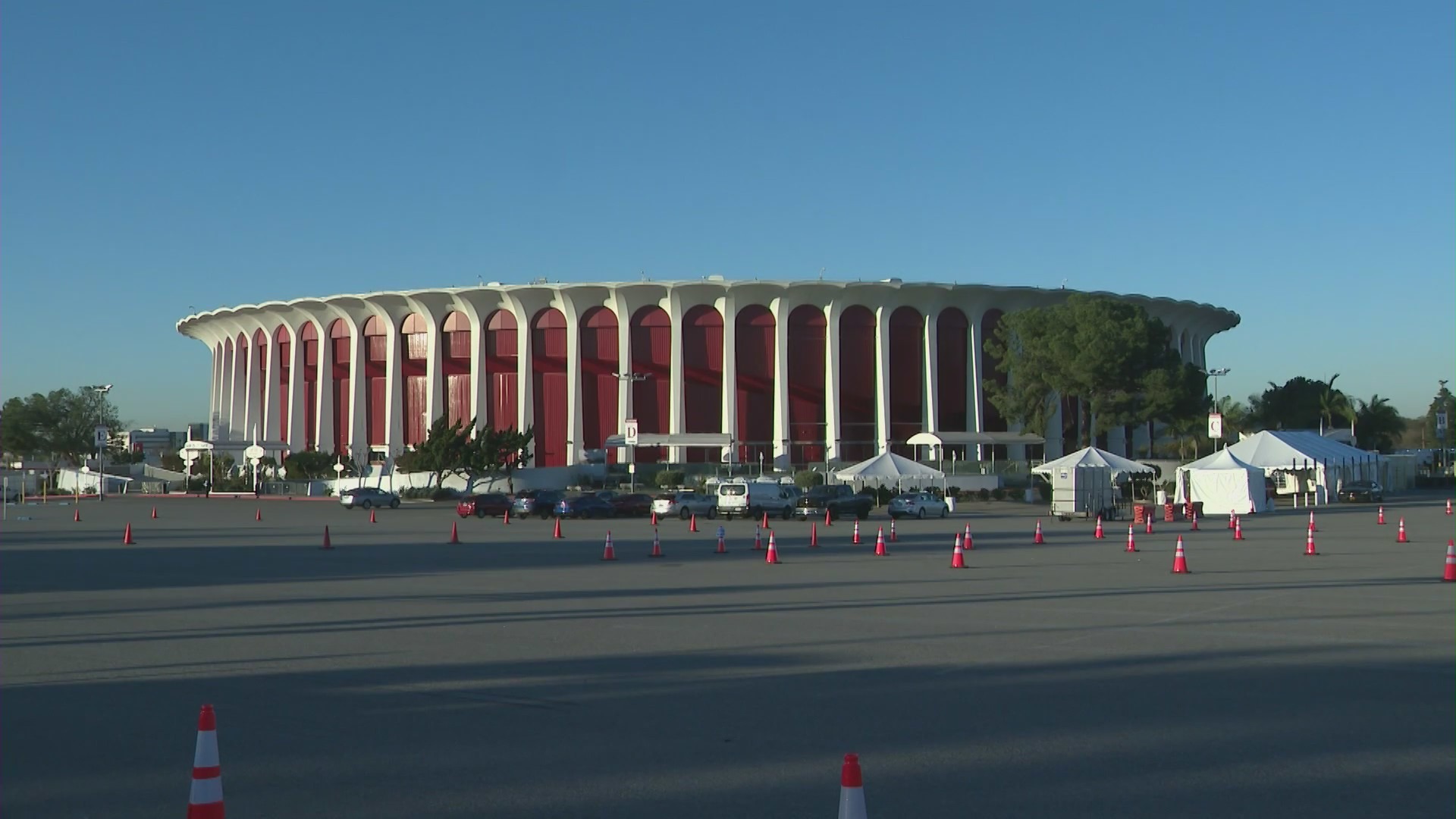 The Forum in Inglewood is seen on Jan. 18, 2021. (KTLA)