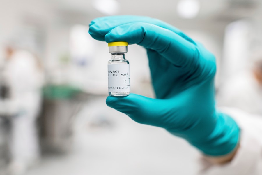 This July 2020 photo provided by Johnson & Johnson shows a vial of the Janssen COVID-19 vaccine. (Johnson & Johnson via AP)