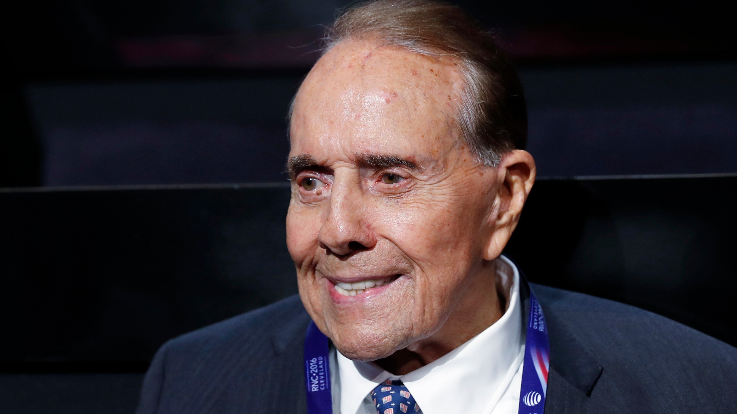 In this July 18, 2016 file photo, political icon and 1996 Republican presidential nominee Sen. Bob Dole is seen at the Republican National Convention in Cleveland. (AP Photo/Carolyn Kaster)