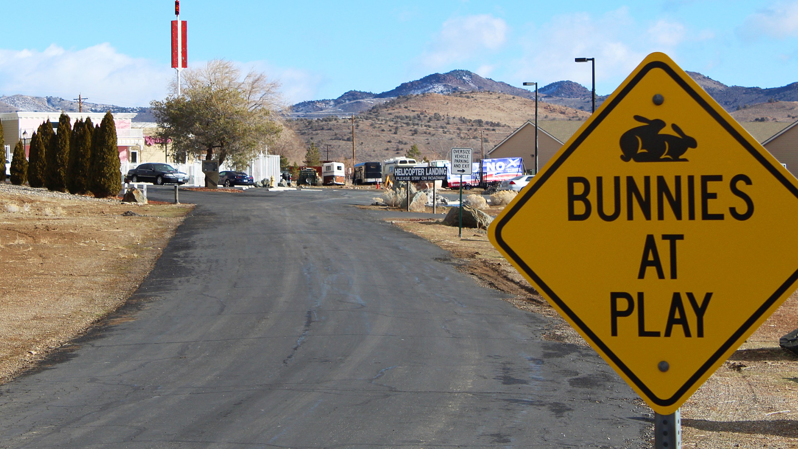 In this Feb. 27, 2019, file photo, the Moonlite Bunny Ranch brothel is seen in Lyon County east of Carson City, Nev. (AP Photo/Ryan Tarinelli)