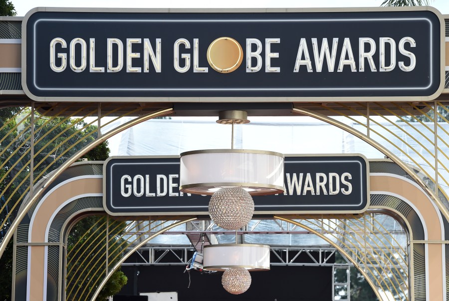 Event signage appears above the red carpet at the 77th annual Golden Globe Awards, on Jan. 5, 2020, in Beverly Hills, Calif. (Jordan Strauss/Invision/AP, File)