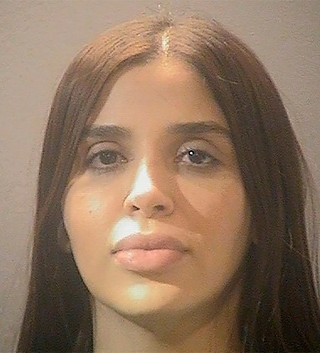 This photo provided by the Alexandria Adult Detention Center shows Emma Coronel Aispuro. The Justice Department says Emma Coronel Aispuro was arrested at Dulles International Airport on Monday, Feb. 22, 2021 and is expected to appear in federal court in Washington on Tuesday. She is the wife of Mexican drug kingpin Joaquin “El Chapo” Guzman and is accused of helping her husband run his multibillion-dollar cartel and plot his audacious escape from a Mexican prison in 2015. (Alexandria Adult Detention Center via AP)