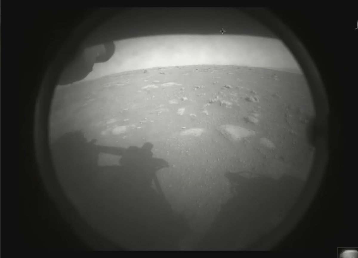 The first image that first Perseverance shared of Mars was shared by NASA JPL on Feb. 18, 2021.