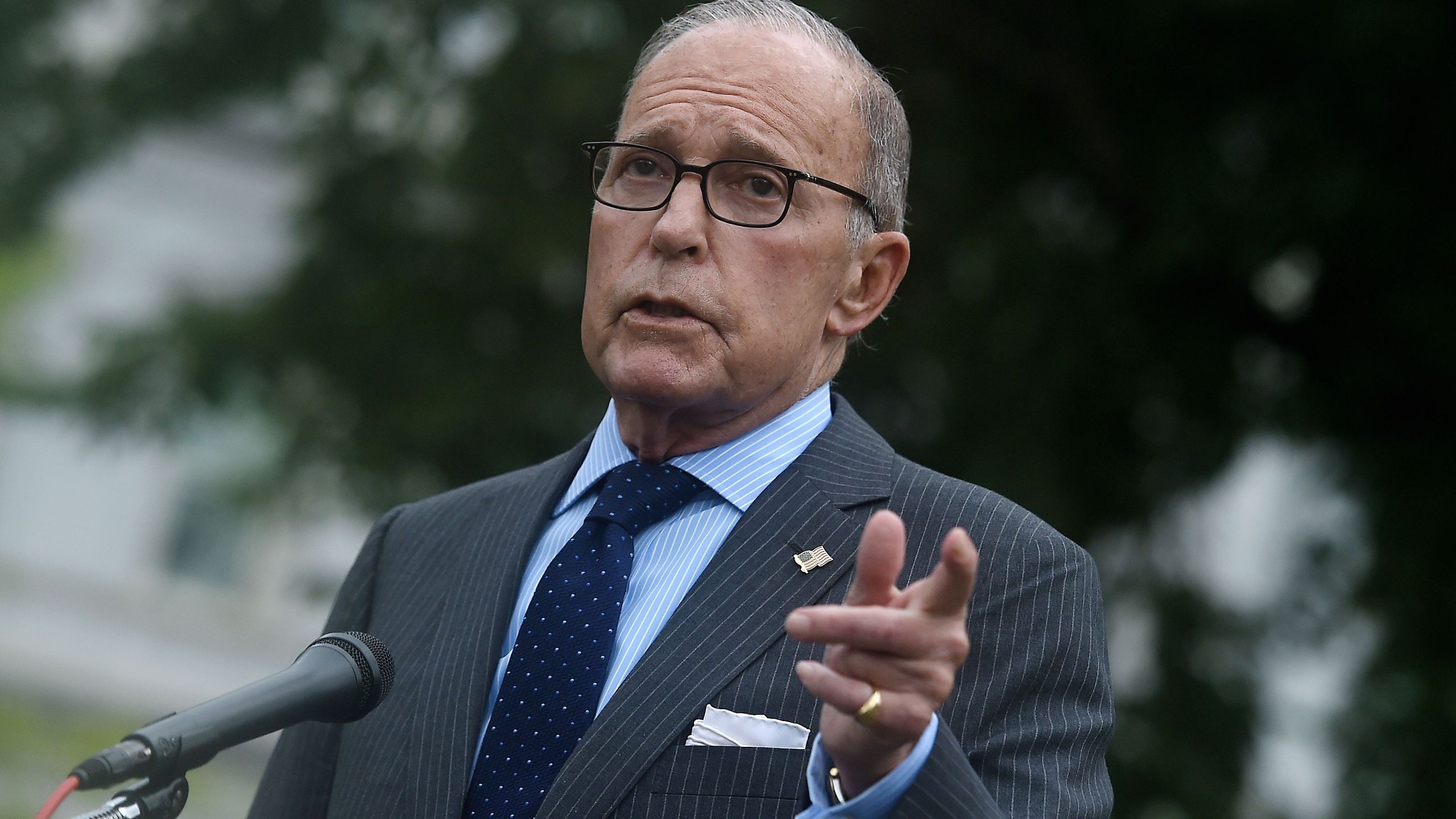 Director of the National Economic Council Larry Kudlow speaks to reporters outside the West Wing of the White House on Sept. 2, 2020. (Olivier DOULIERY/AFP via Getty Images)