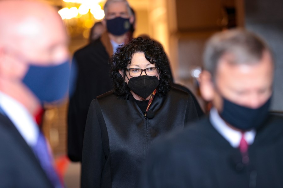 Supreme Court Associate Justice Sonia Sotomayor arrives to the inauguration of President Joe Biden on the West Front of the U.S. Capitol on January 20, 2021 in Washington, DC. (Win McNamee/Getty Images)