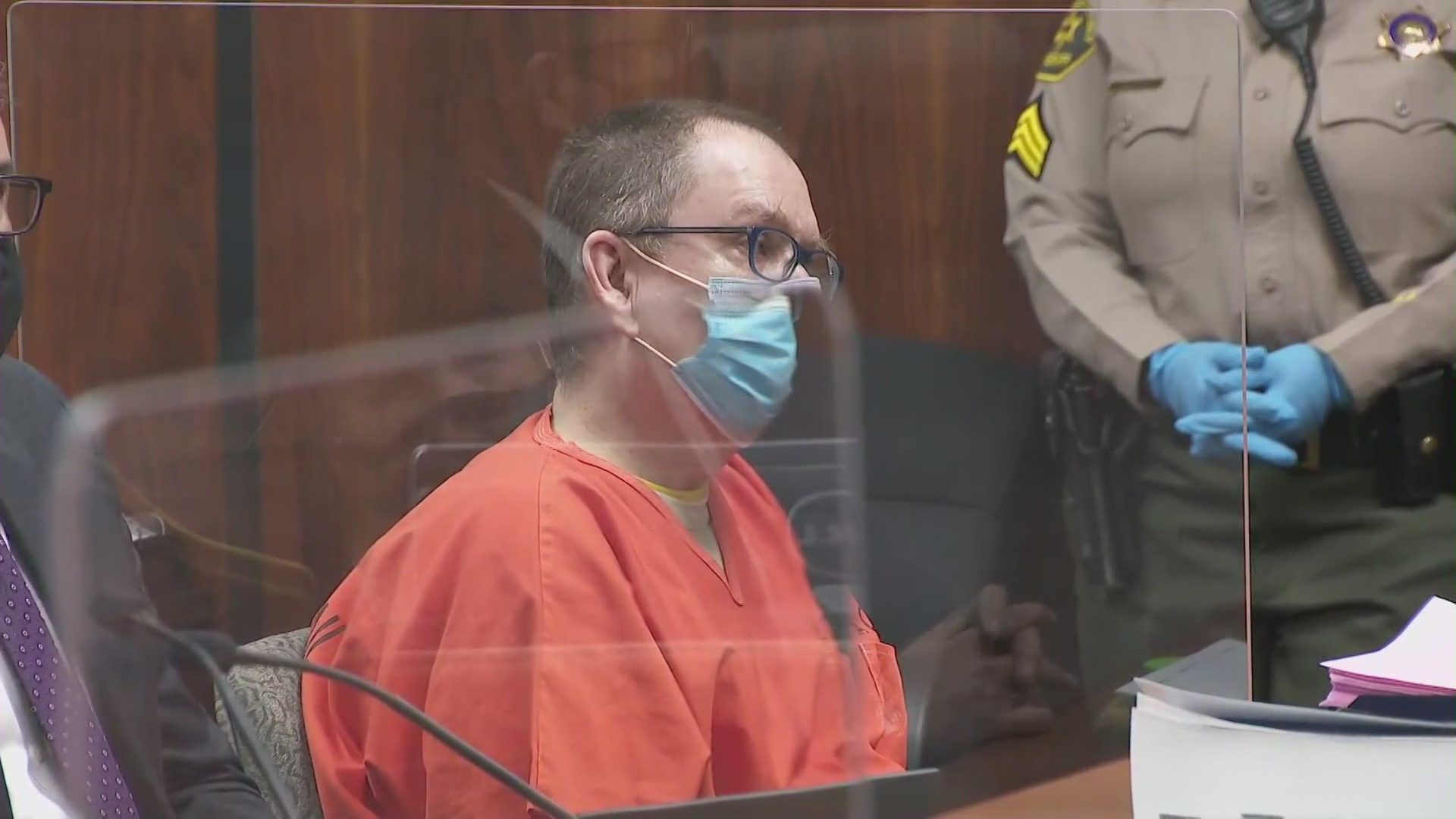 Kenneth Rasmuson is seen in a Pomona courtroom on Feb. 22, 2021. (KTLA)