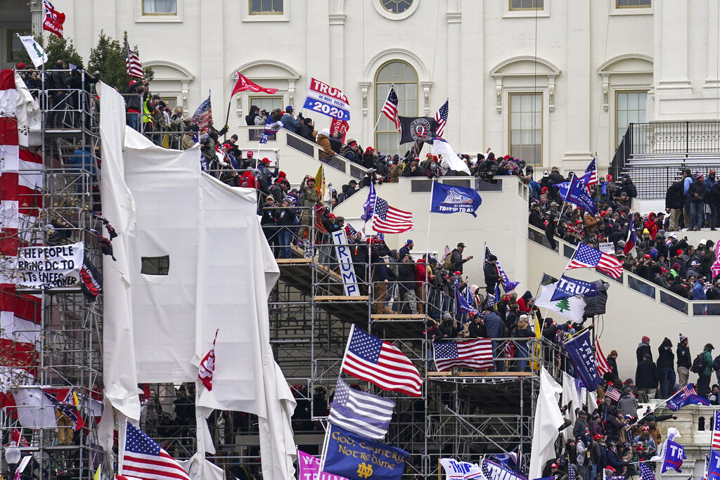 In this Jan. 6, 2021, file photo rioters loyal to President Donald Trump storm the U.S. Capitol in Washington. (AP)