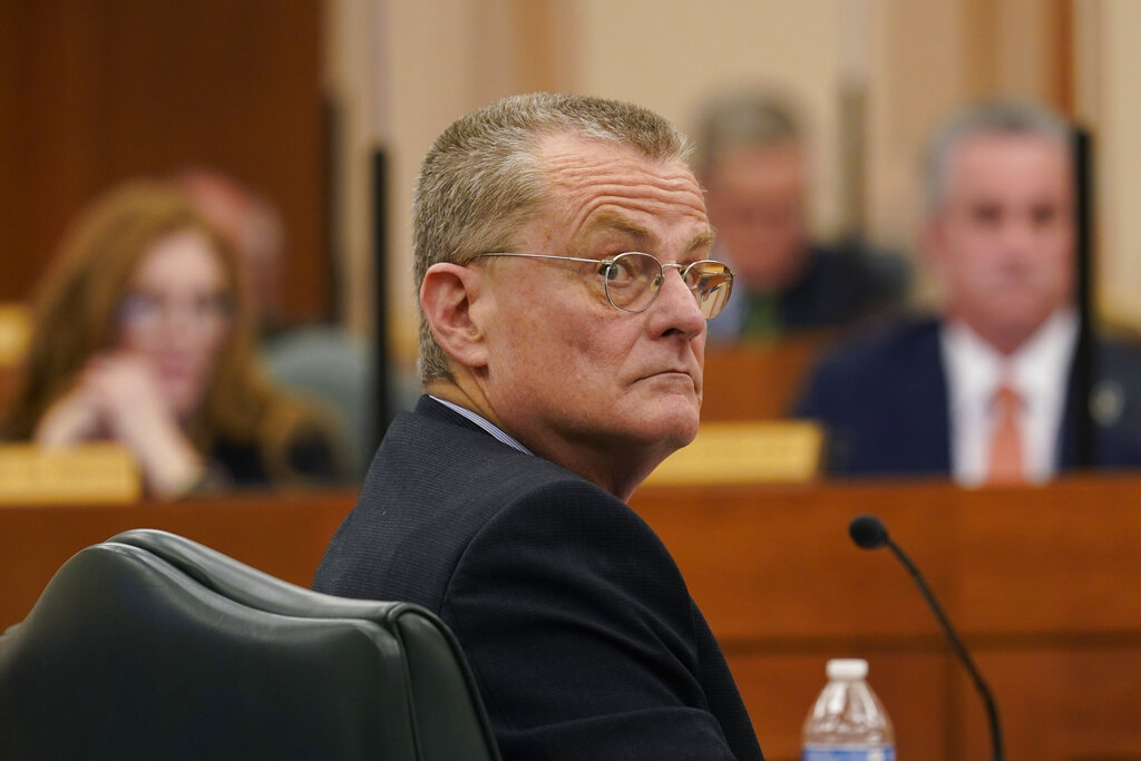 Bill Magness, President and CEO of the Electric Reliability Council of Texas (ERCOT), testifies as the Committees on State Affairs and Energy Resources hold a joint public hearing to consider the factors that led to statewide electrical blackouts, Thursday, Feb. 25, 2021, in Austin, Texas. (AP Photo/Eric Gay)