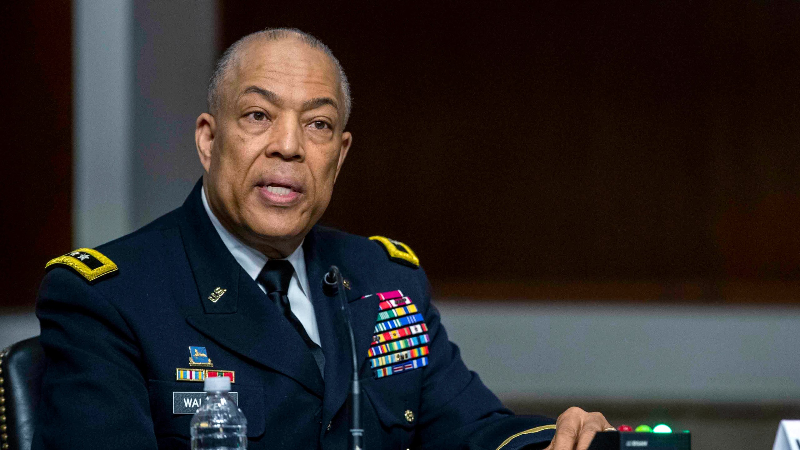 Commanding General District of Columbia National Guard Major General William J. Walker testifies before a Senate Committee on Homeland Security and Governmental Affairs and Senate Committee on Rules and Administration joint hearing examining the January 6, attack on the U.S. Capitol, Wednesday, March 3, 2021, in Washington. (Shawn Thew/Pool via /AP)