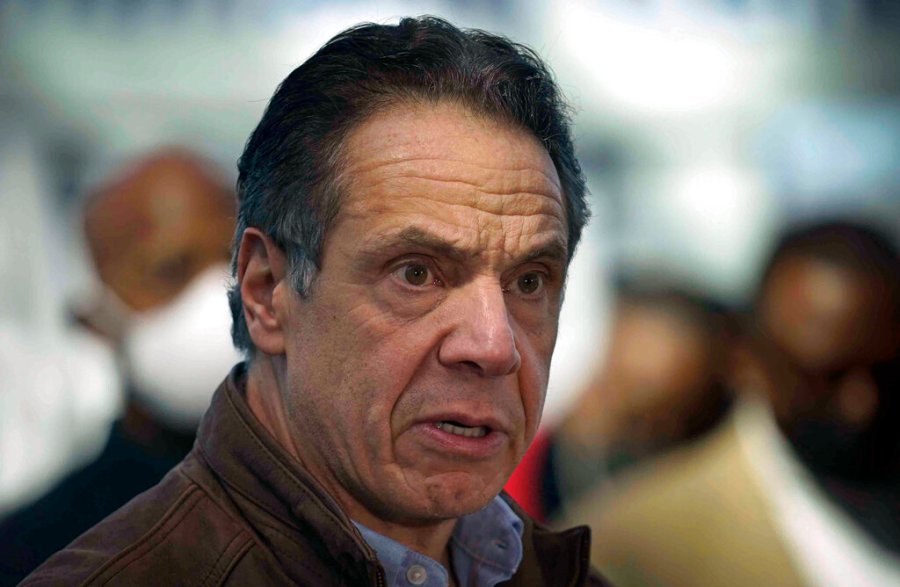 This Monday, March 8, 2021, file photo shows New York Gov. Andrew Cuomo speaking at a vaccination site in New York. (AP Photo/Seth Wenig, Pool, File)