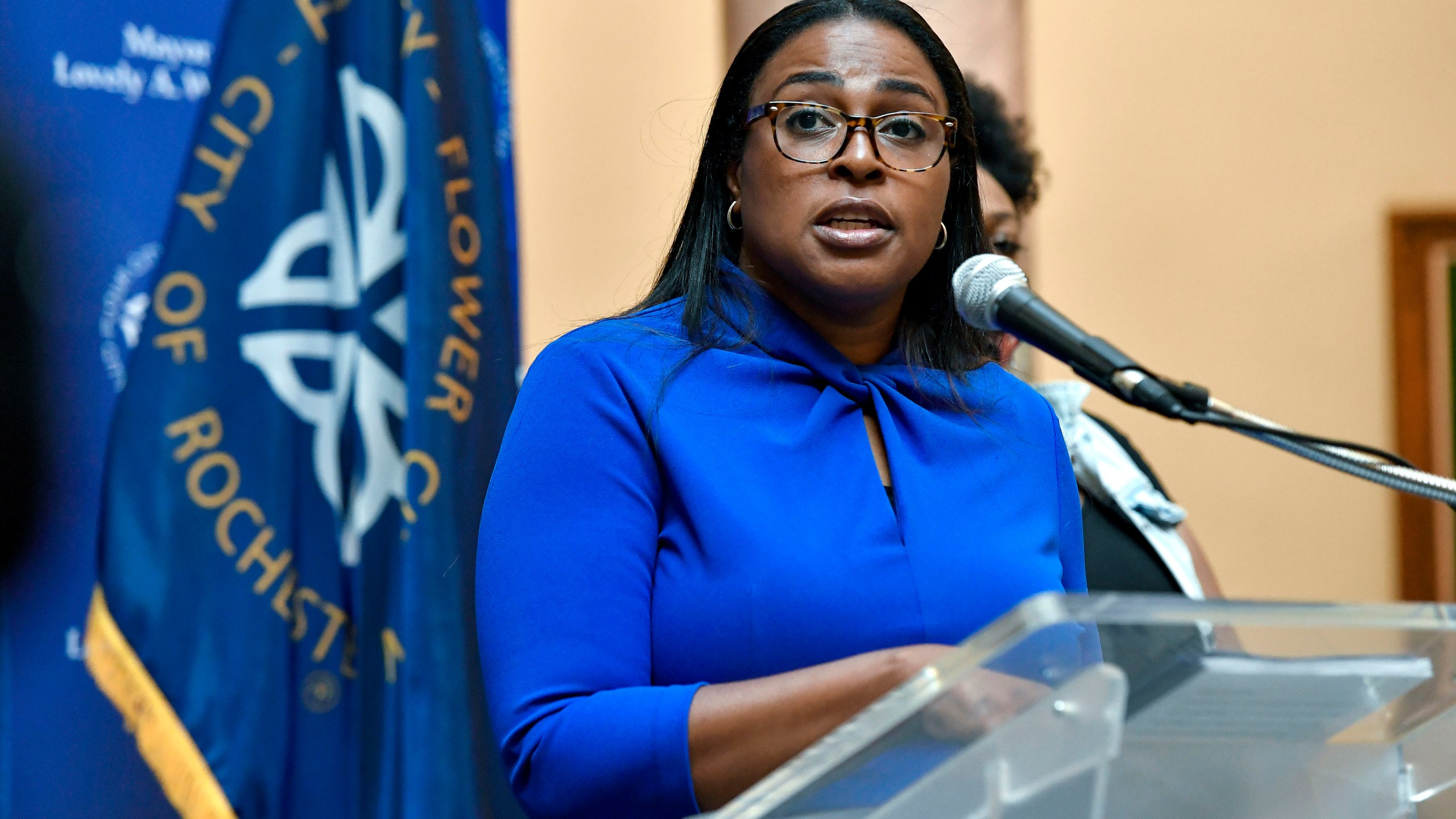 In this Sept. 3, 2020, file photo, Rochester, N.Y. Mayor Lovely Warren addresses the media during a news conference. (Adrian Kraus/Associated Press)