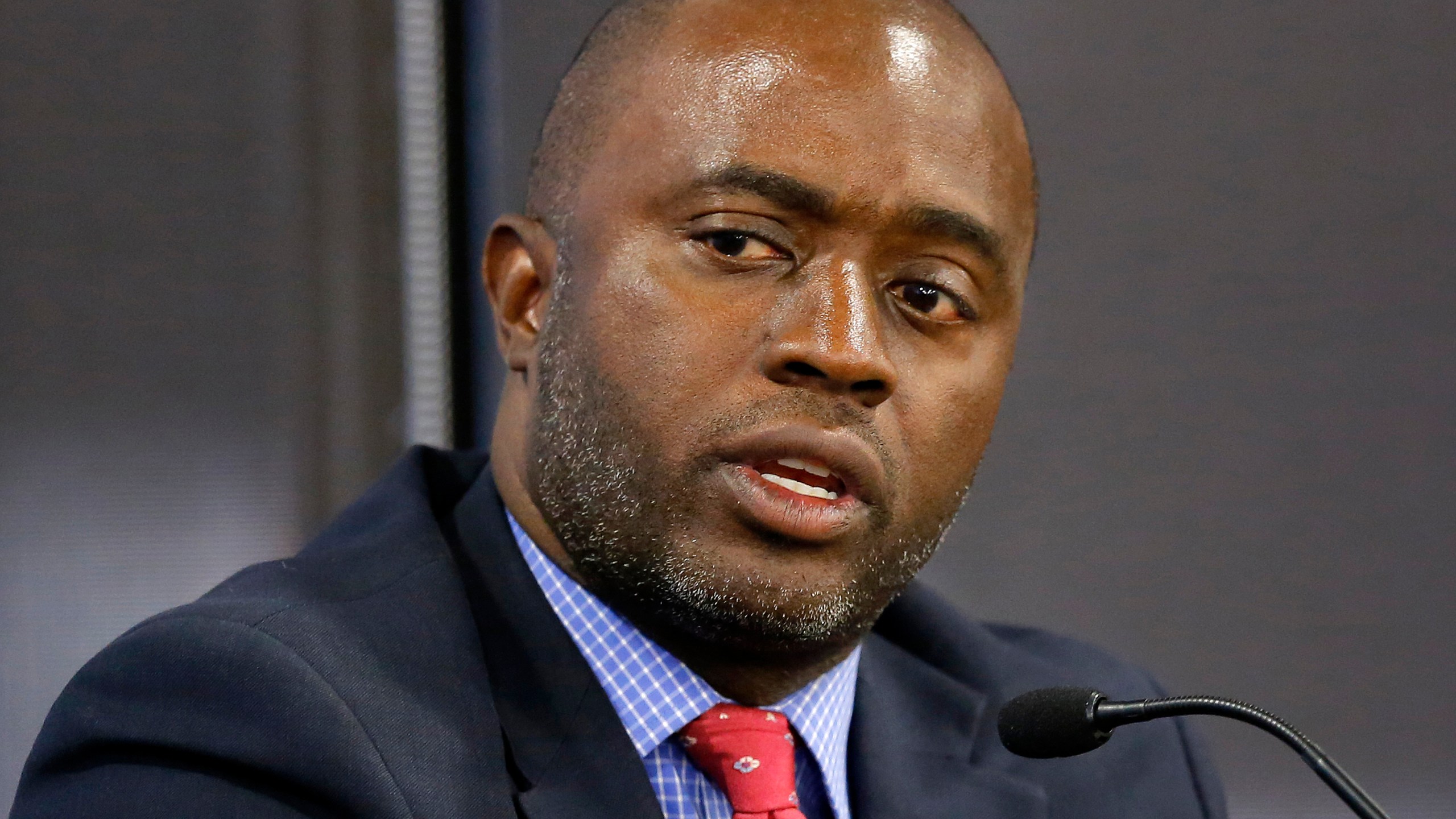 Assemblyman Tony Thurmond, D-Richmond, then a candidate for superintendent of public instruction, appears at a debate in Sacramento on Sept. 11, 2018. (Rich Pedroncelli / Associated Press)